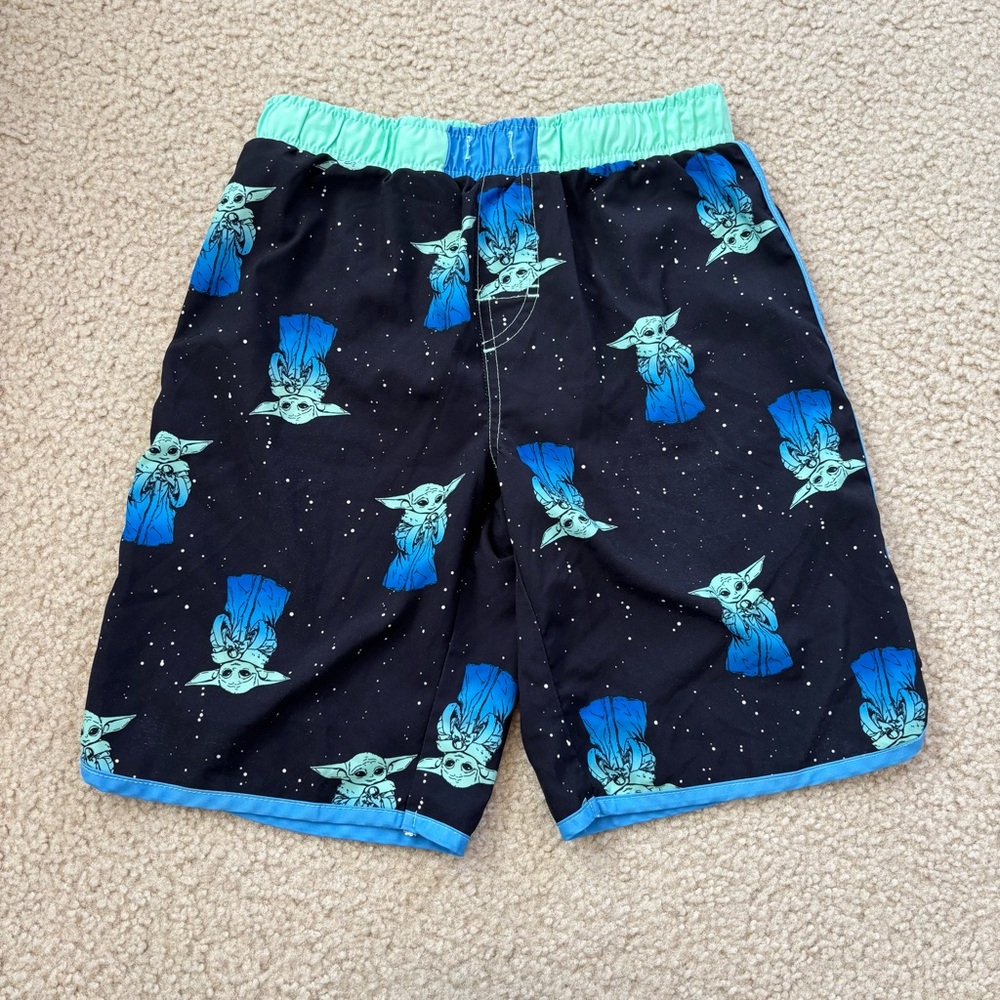 Star Wars Themed Swim Shorts with Baby Yoda Print Size 10/12